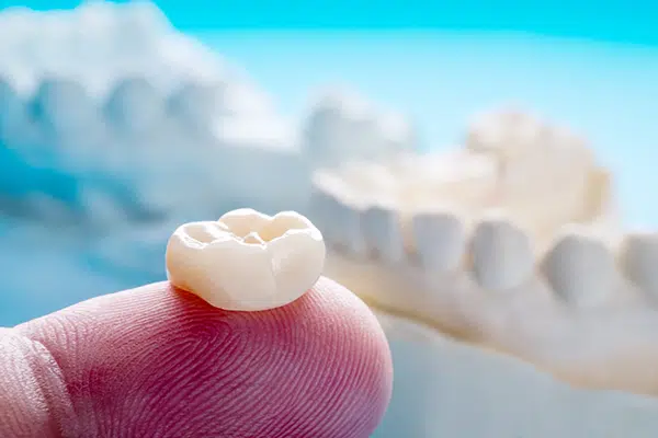 Close Up of Dentist's Finger Holding Tooth